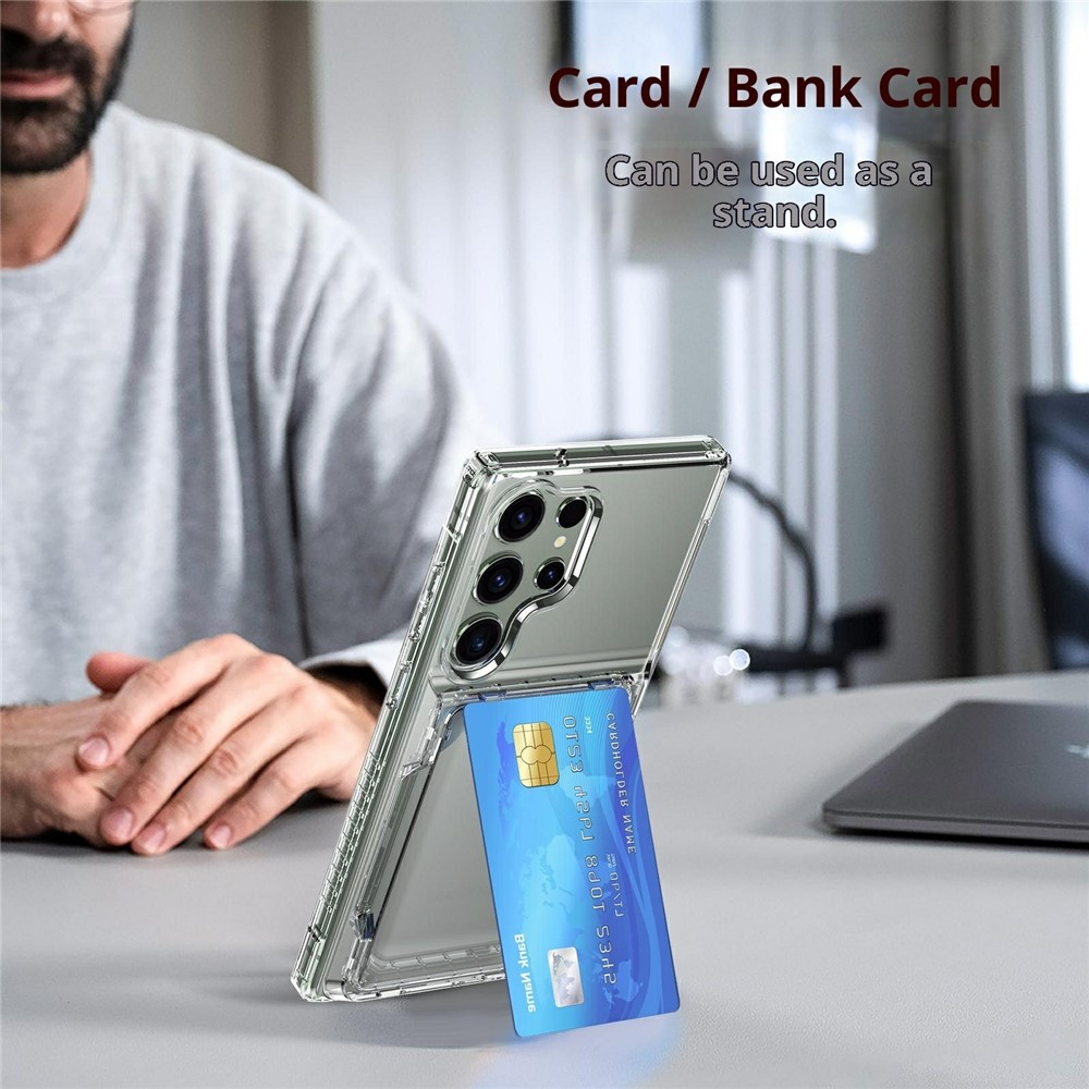  Samsung Galaxy S26 Ultra Skal Kickstand Med Kortfack Transparent - Teknikhallen.se
