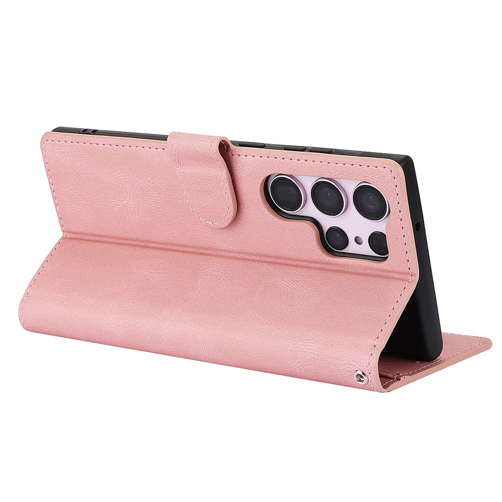  Samsung Galaxy S26 Ultra Fodral Läder Rosa - Teknikhallen.se