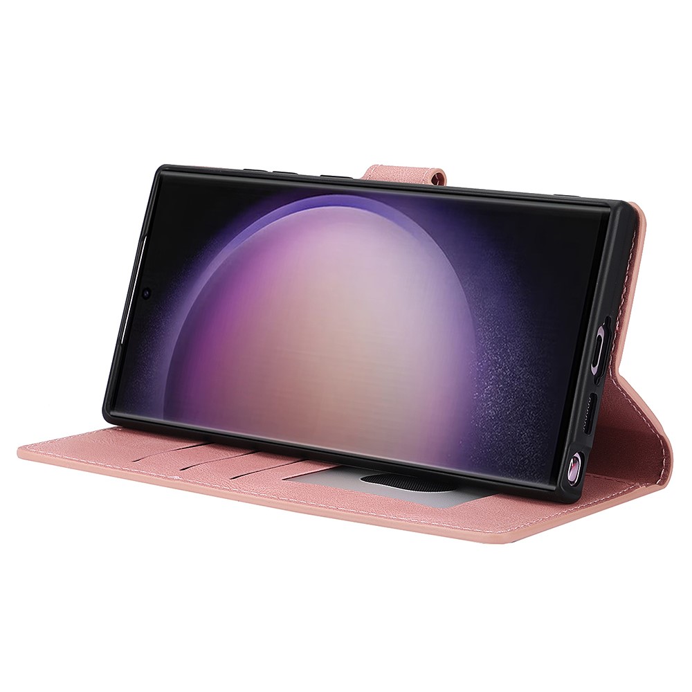  Samsung Galaxy S26 Ultra Fodral Läder Rosa - Teknikhallen.se