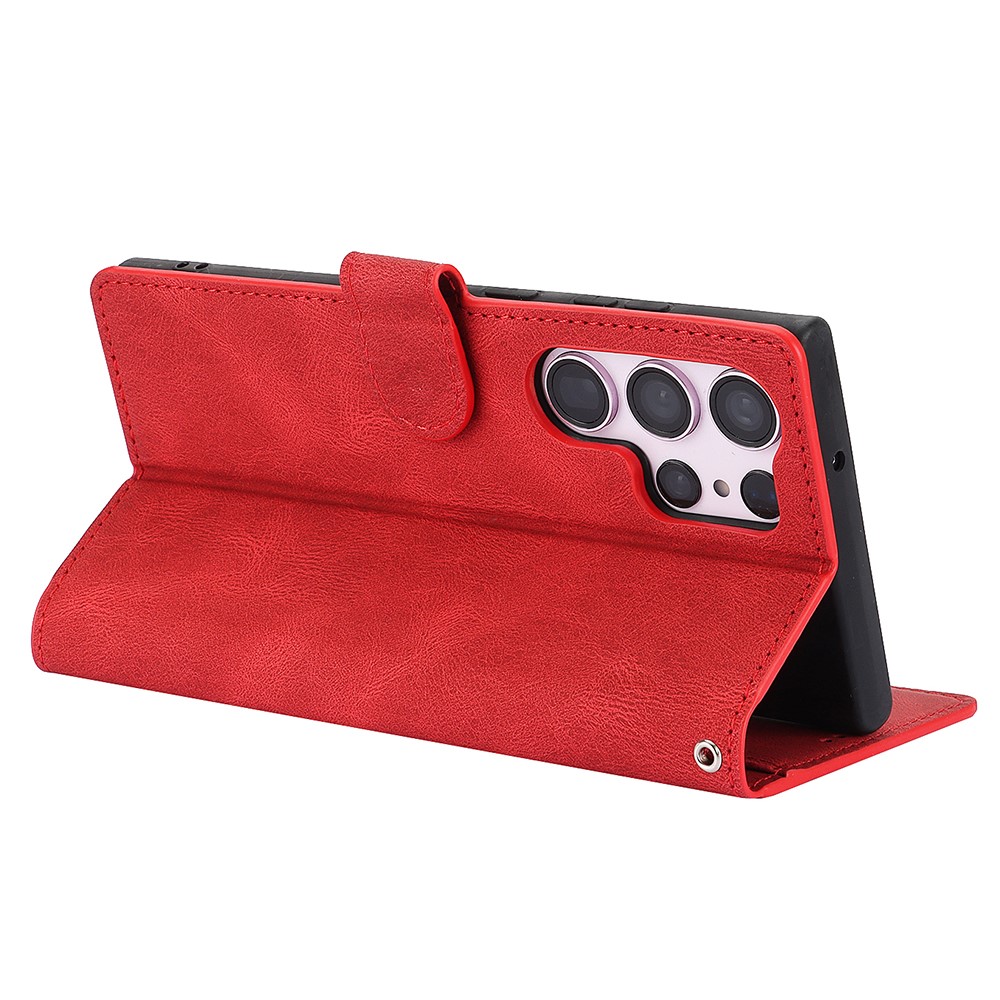  Samsung Galaxy S26 Ultra Fodral Läder Röd - Teknikhallen.se