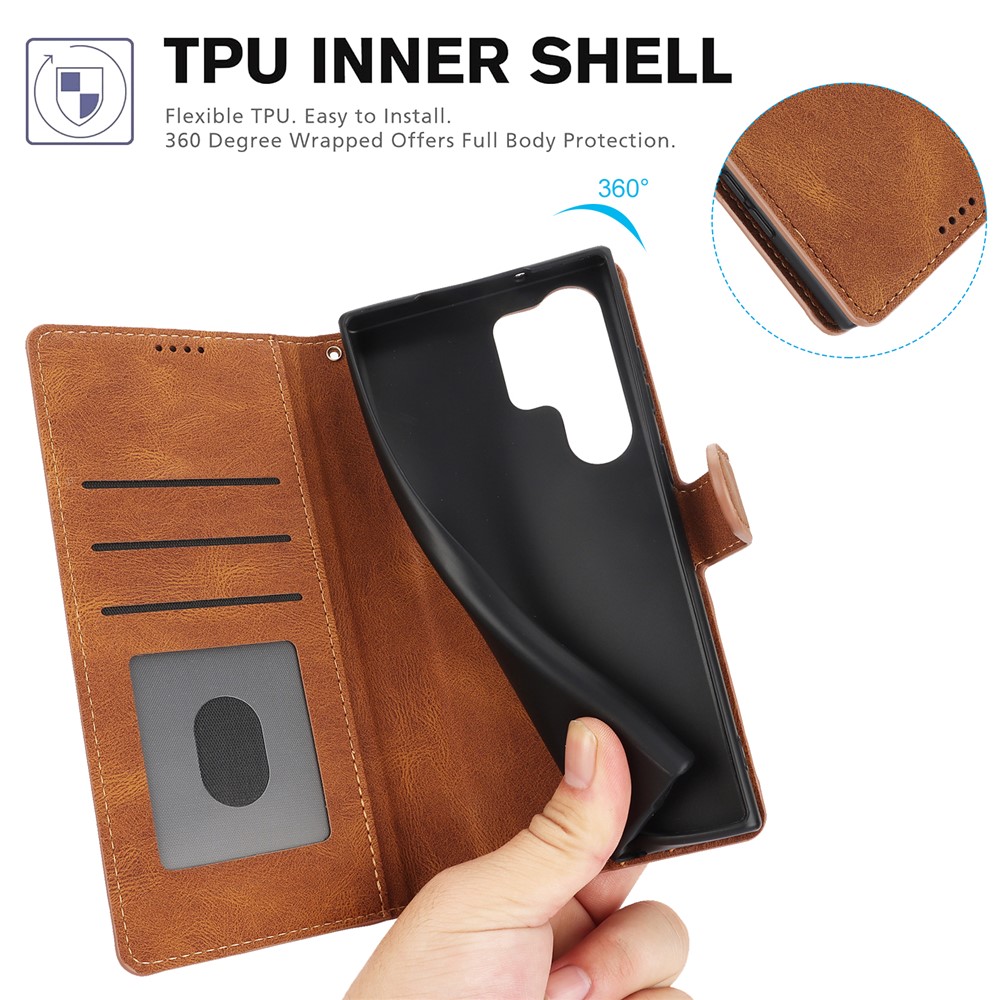  Samsung Galaxy S26 Ultra Fodral Läder Brun - Teknikhallen.se