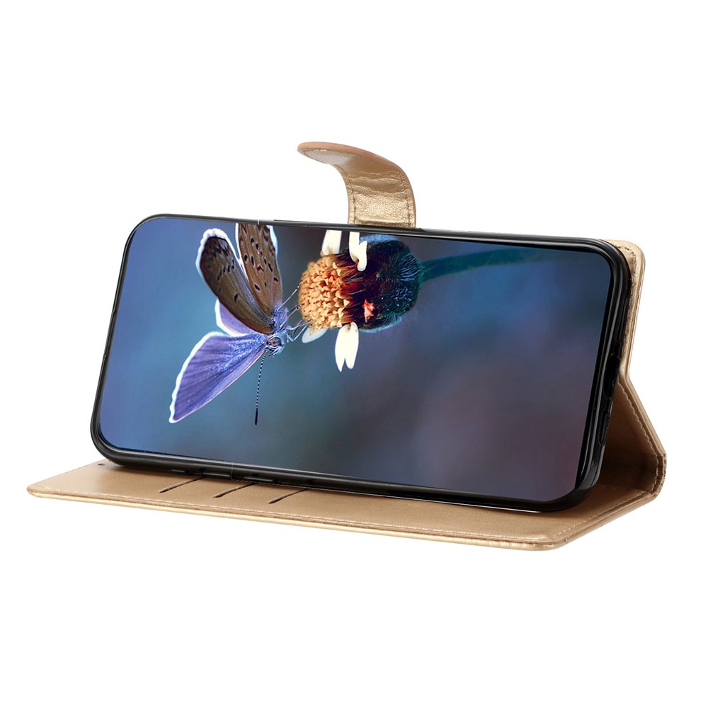  Samsung Galaxy S26 Ultra Fodral Med Blommigt Tryck Läder Guld - Teknikhallen.se