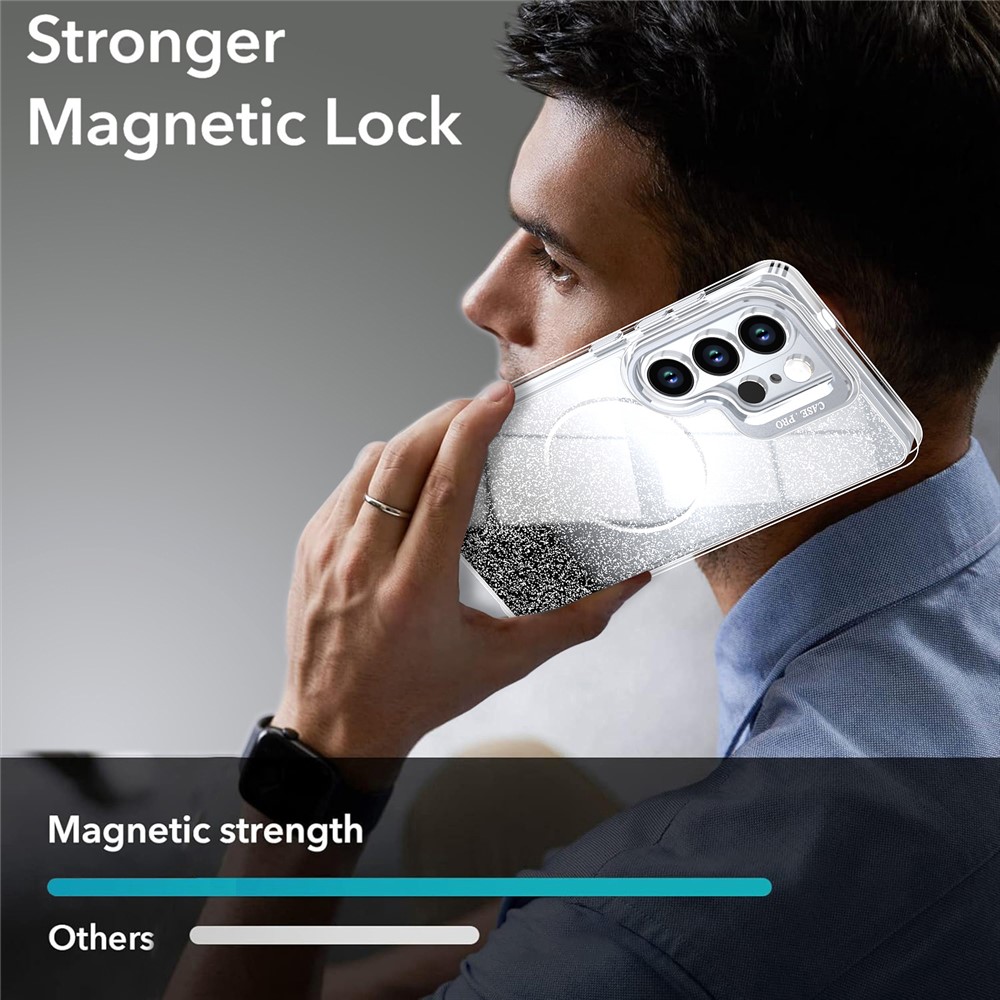  Samsung Galaxy S26 Ultra Skal MagSafe Gradient Glitter Svart - Teknikhallen.se