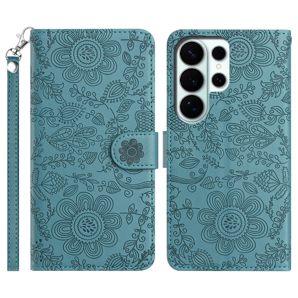  Samsung Galaxy S26 Ultra Fodral Med Blommigt Tryck Grön - Teknikhallen.se