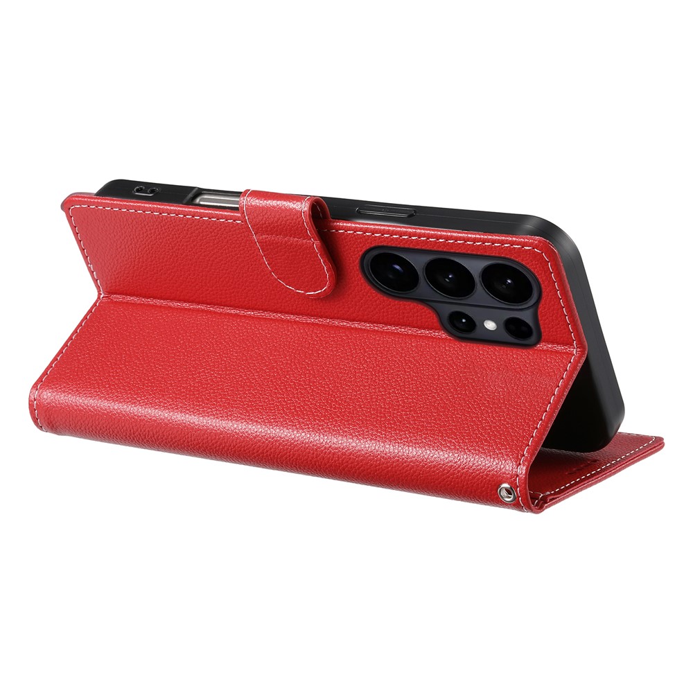  Samsung Galaxy S26 Ultra Plånboksfodral Läder Röd - Teknikhallen.se