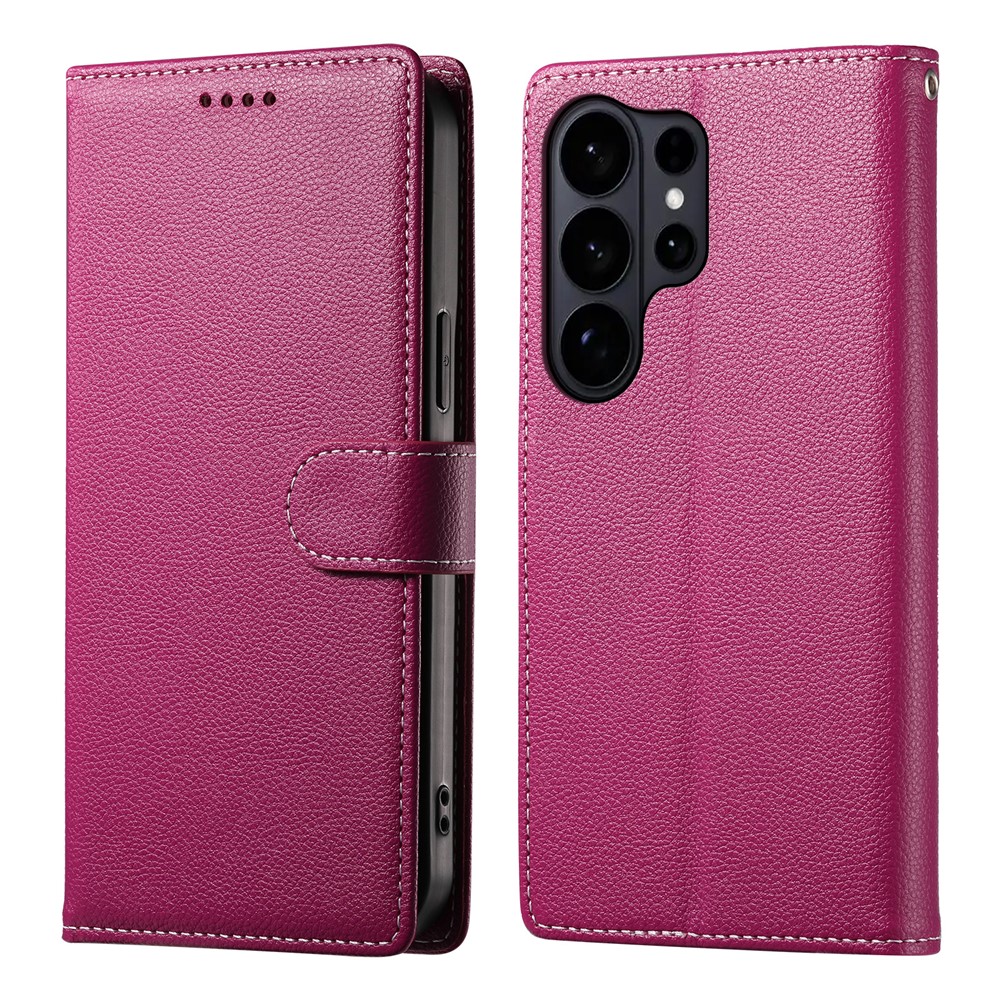  Samsung Galaxy S26 Ultra Plånboksfodral Läder Rosa - Teknikhallen.se