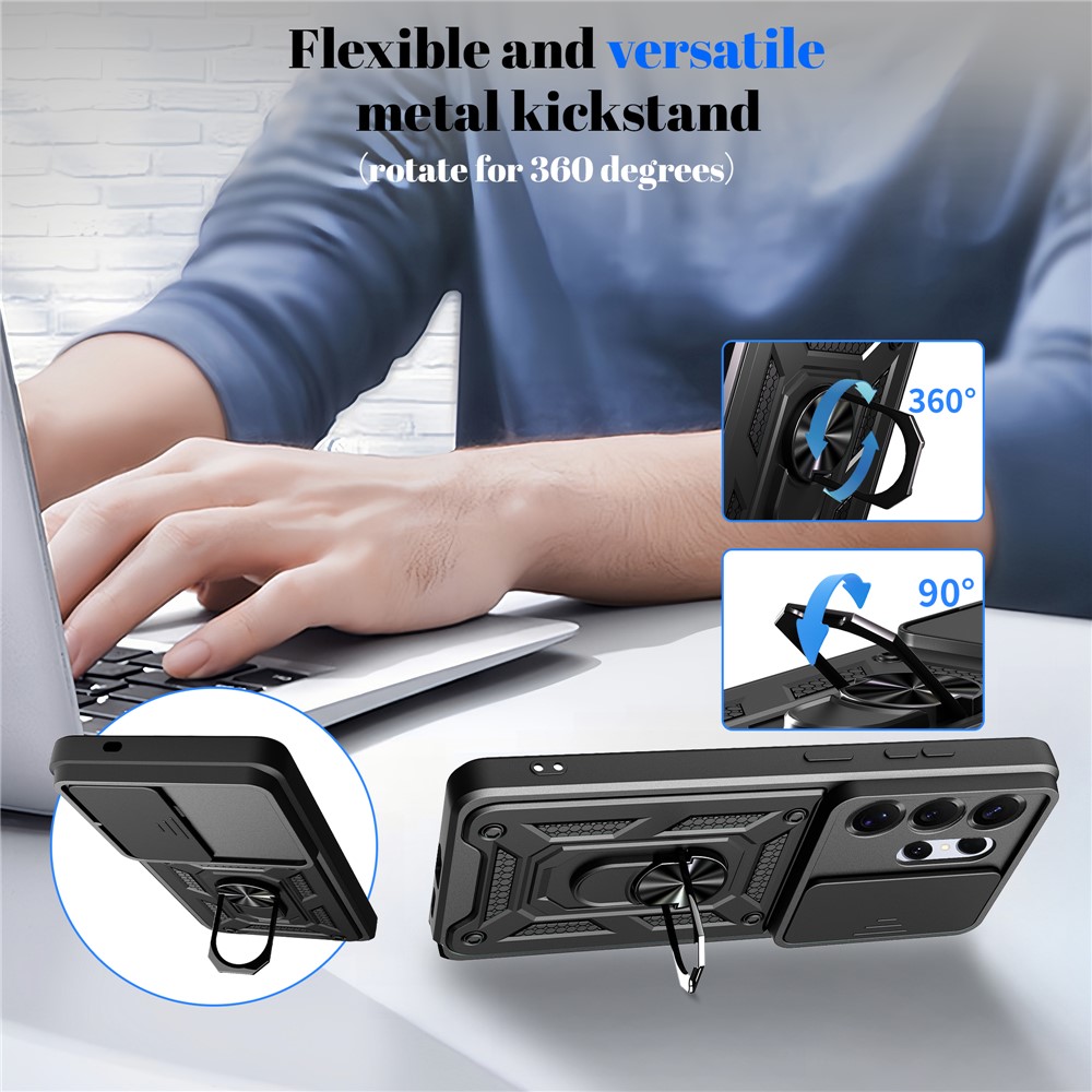  Samsung Galaxy S26 Ultra Skal CamShield Ring Hybrid Svart - Teknikhallen.se