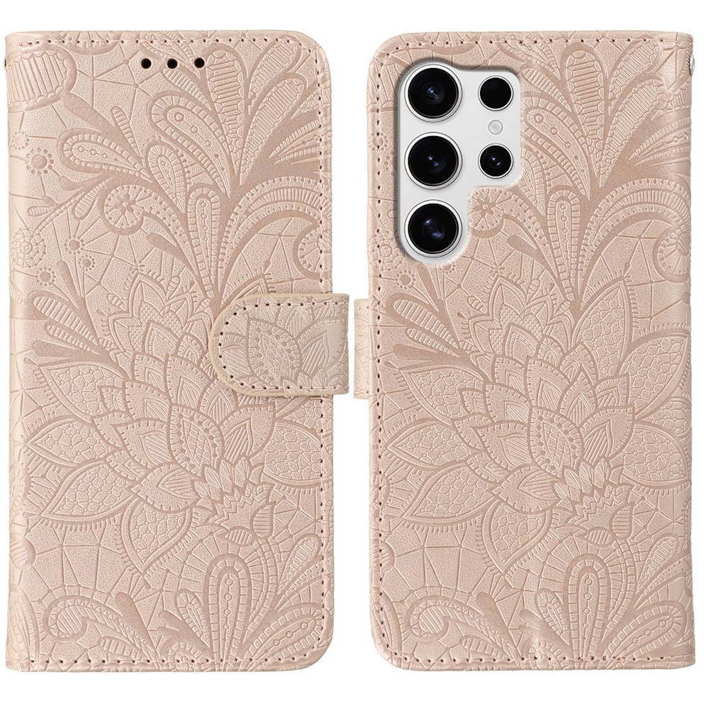  Samsung Galaxy S26 Ultra Fodral Med Blommigt Tryck Roséguld - Teknikhallen.se