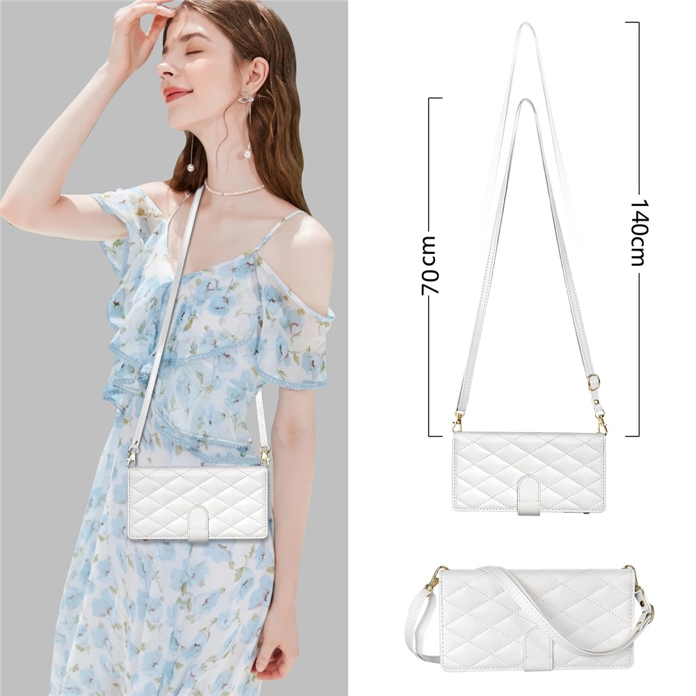  Samsung Galaxy S26 Ultra Fodral Rhombus Läder Vit - Teknikhallen.se