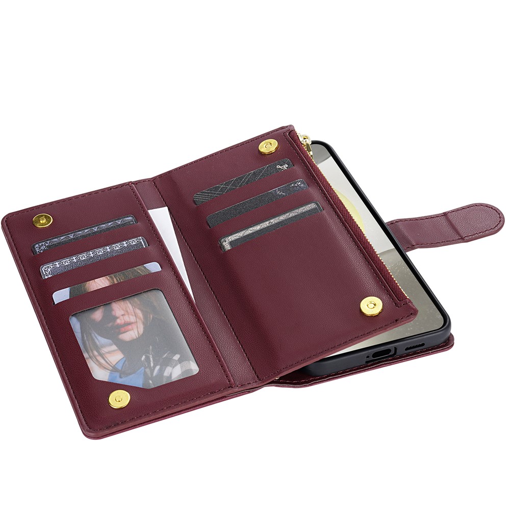  Samsung Galaxy S26 Ultra Fodral Rhombus Läder Vinröd - Teknikhallen.se