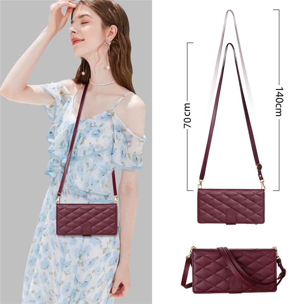  Samsung Galaxy S26 Ultra Fodral Rhombus Läder Vinröd - Teknikhallen.se