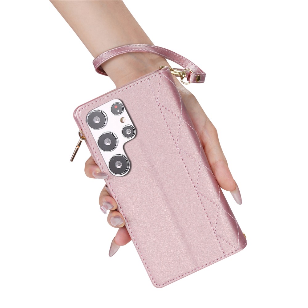  Samsung Galaxy S26 Ultra Fodral Rhombus Läder Roséguld - Teknikhallen.se