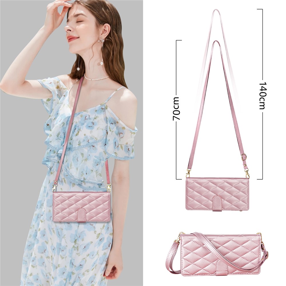  Samsung Galaxy S26 Ultra Fodral Rhombus Läder Roséguld - Teknikhallen.se