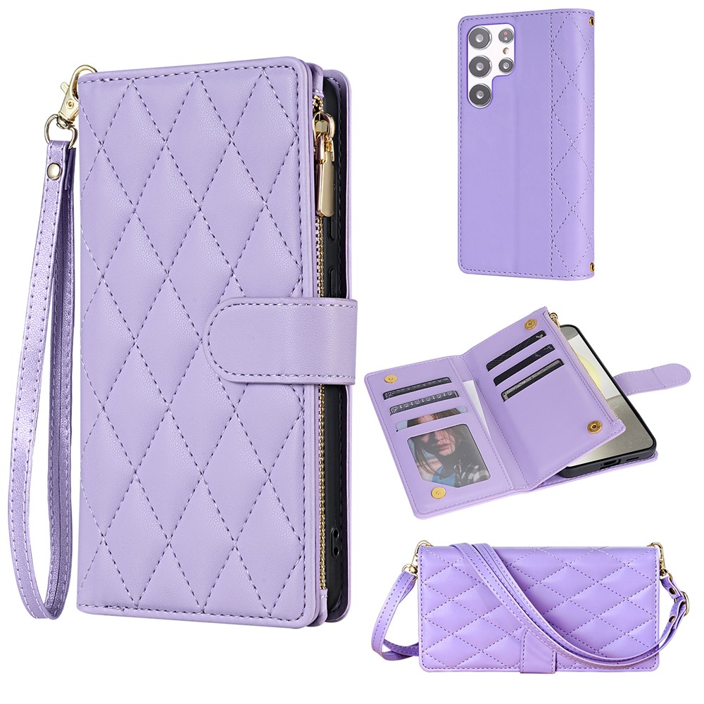  Samsung Galaxy S26 Ultra Fodral Rhombus Läder Lila - Teknikhallen.se