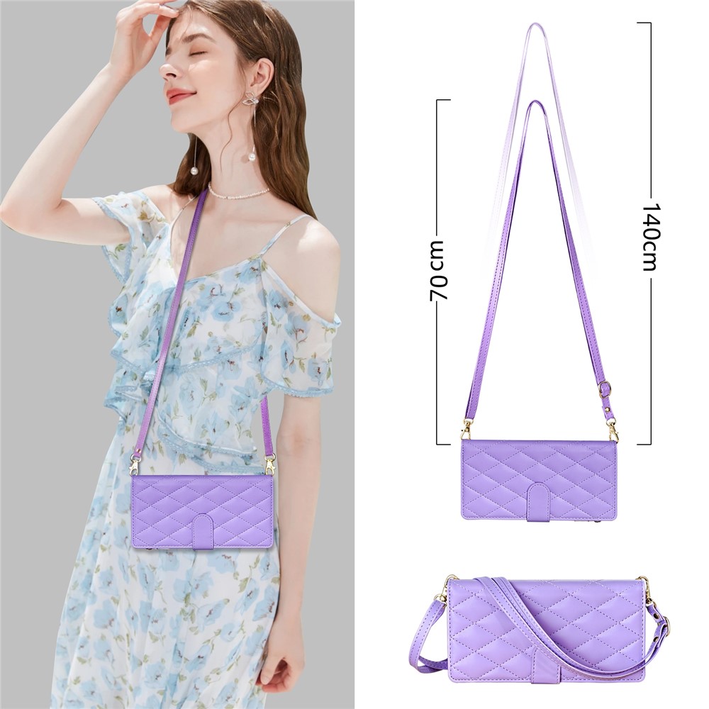  Samsung Galaxy S26 Ultra Fodral Rhombus Läder Lila - Teknikhallen.se