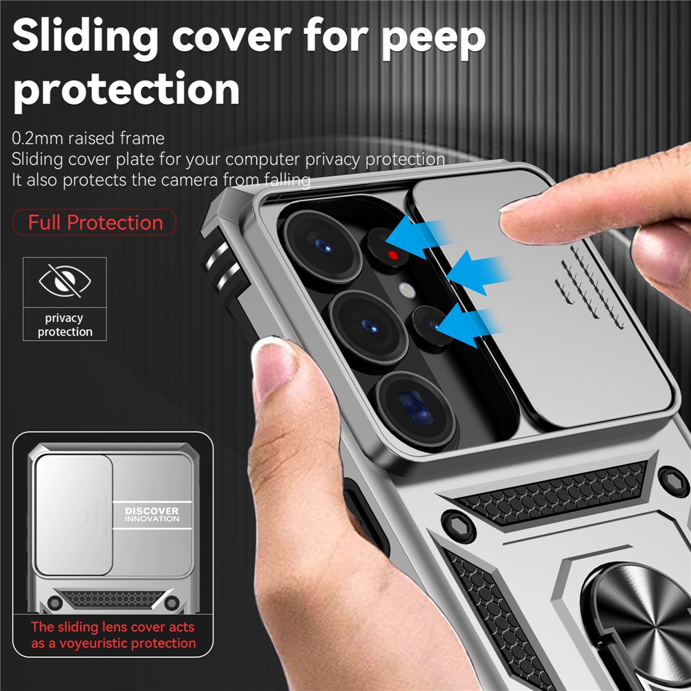  Samsung Galaxy S26 Ultra Skal CamShield Ring Hybrid Silver - Teknikhallen.se