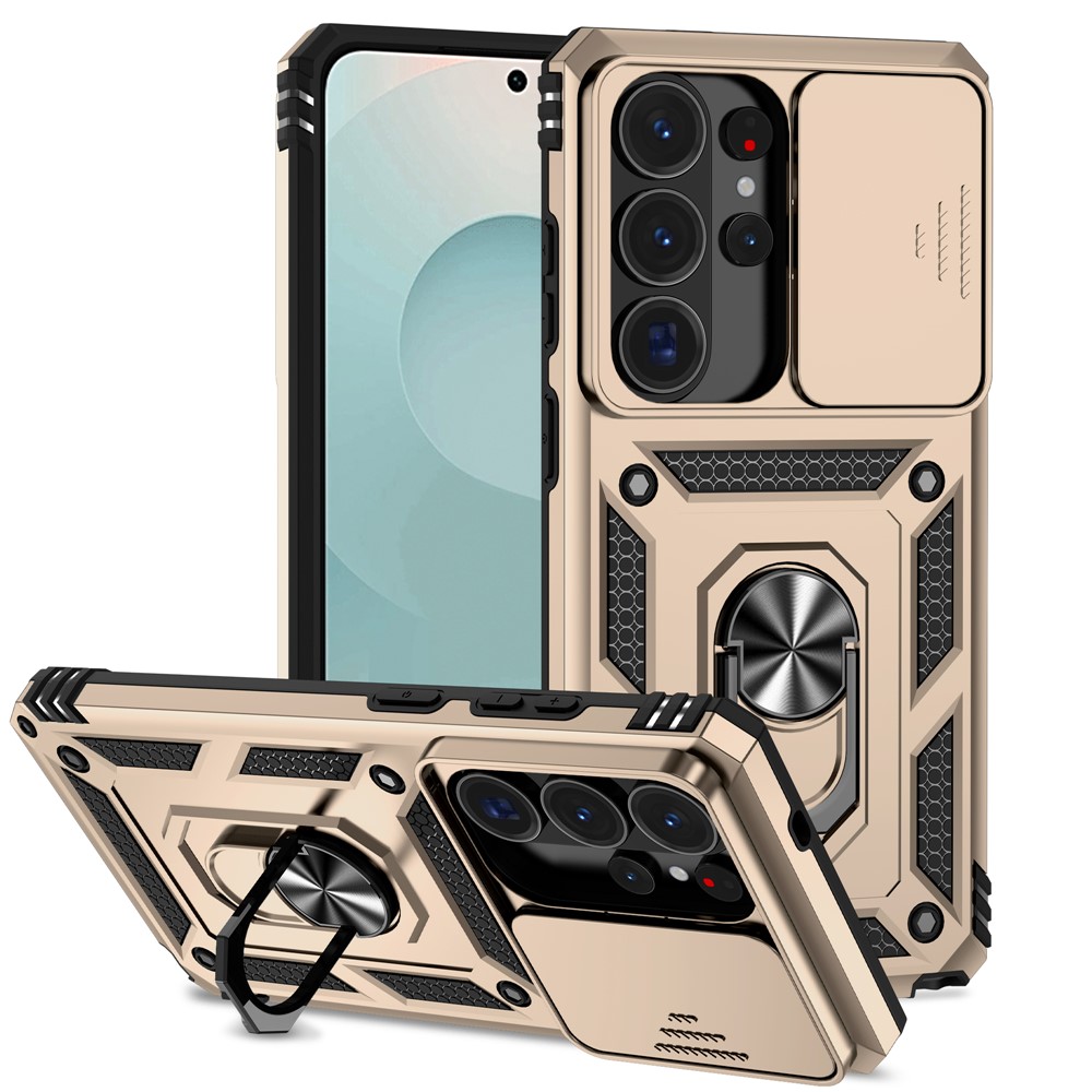  Samsung Galaxy S26 Ultra Skal CamShield Ring Hybrid Guld - Teknikhallen.se