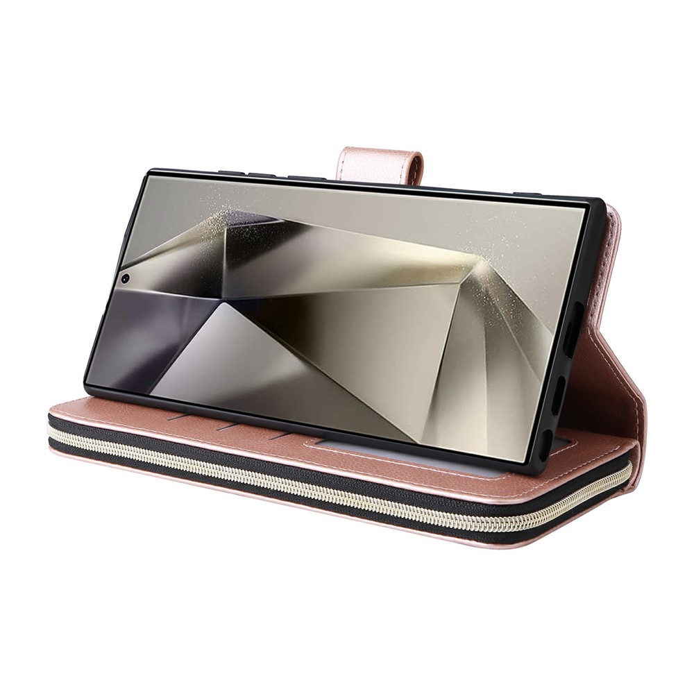  Samsung Galaxy S26 Ultra Fodral Multifuntionellt Läder Roséguld - Teknikhallen.se