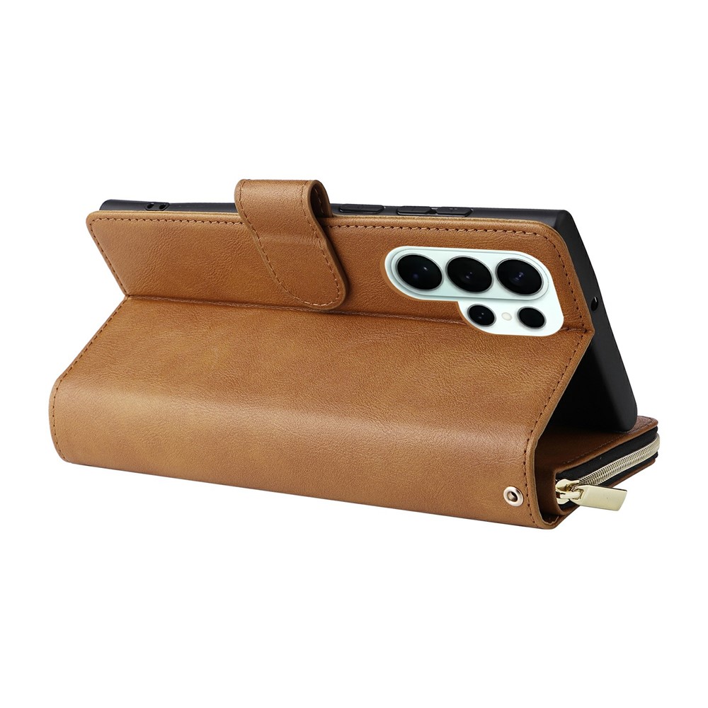  Samsung Galaxy S26 Ultra Fodral Multifuntionellt Läder Brun - Teknikhallen.se