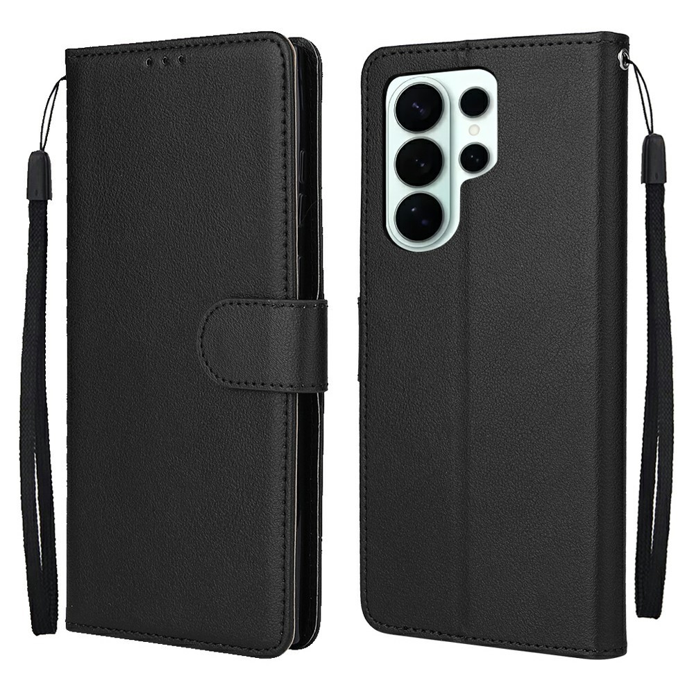  Samsung Galaxy S26 Ultra Fodral Läder Svart - Teknikhallen.se