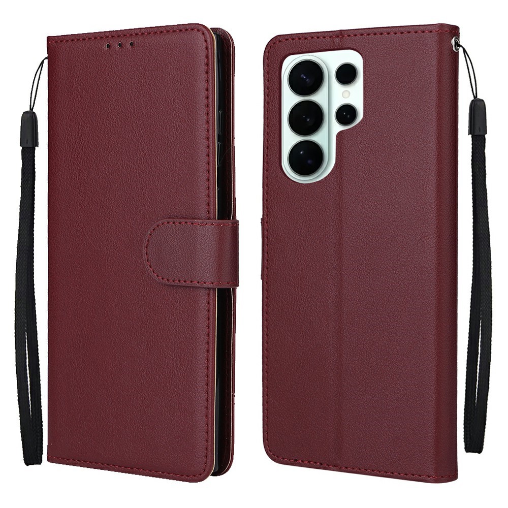  Samsung Galaxy S26 Ultra Fodral Läder Vinröd - Teknikhallen.se