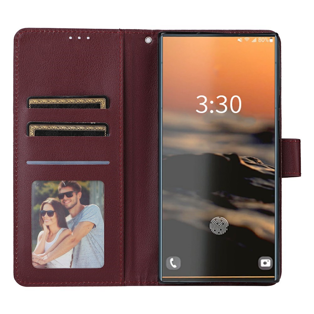  Samsung Galaxy S26 Ultra Fodral Läder Vinröd - Teknikhallen.se