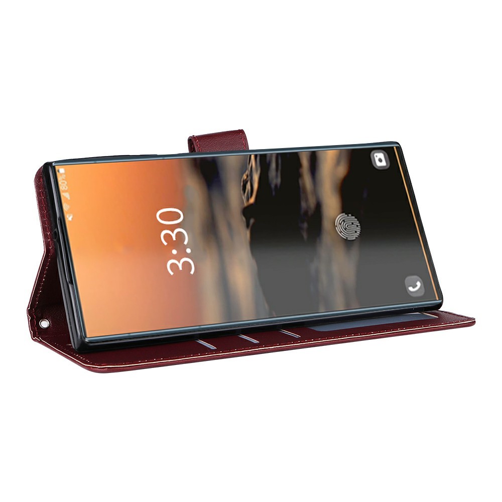  Samsung Galaxy S26 Ultra Fodral Läder Vinröd - Teknikhallen.se