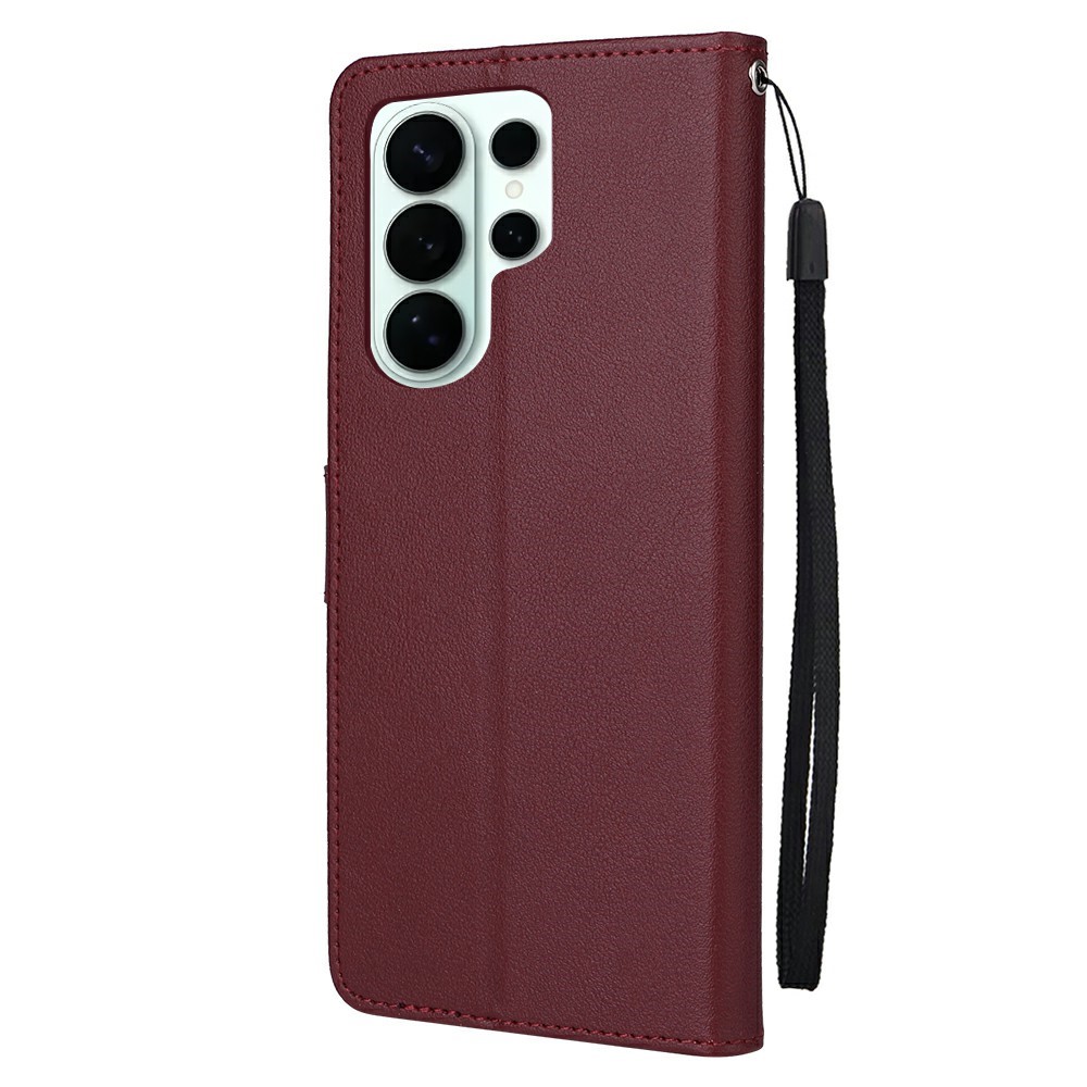 Samsung Galaxy S26 Ultra Fodral Läder Vinröd - Teknikhallen.se