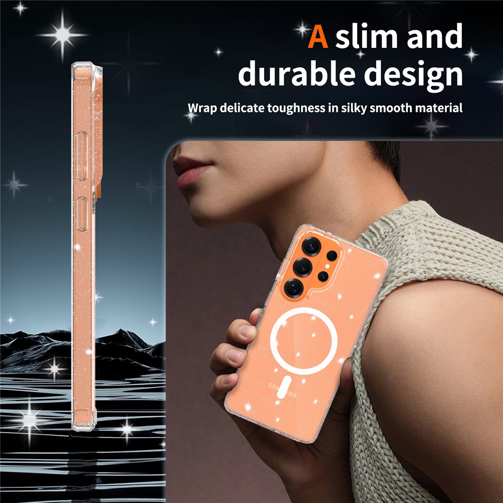  Samsung Galaxy S26 Ultra Skal MagSafe Glitter Transparent - Teknikhallen.se