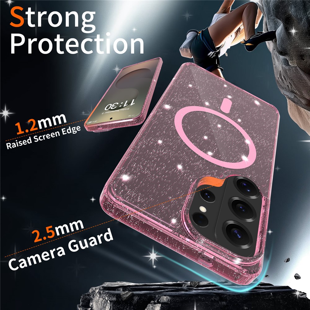  Samsung Galaxy S26 Ultra Skal MagSafe Glitter Rosa - Teknikhallen.se