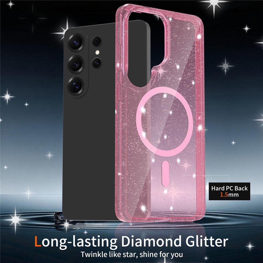 Samsung Galaxy S26 Ultra Skal MagSafe Glitter Rosa - Teknikhallen.se
