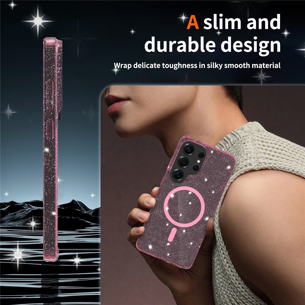  Samsung Galaxy S26 Ultra Skal MagSafe Glitter Rosa - Teknikhallen.se