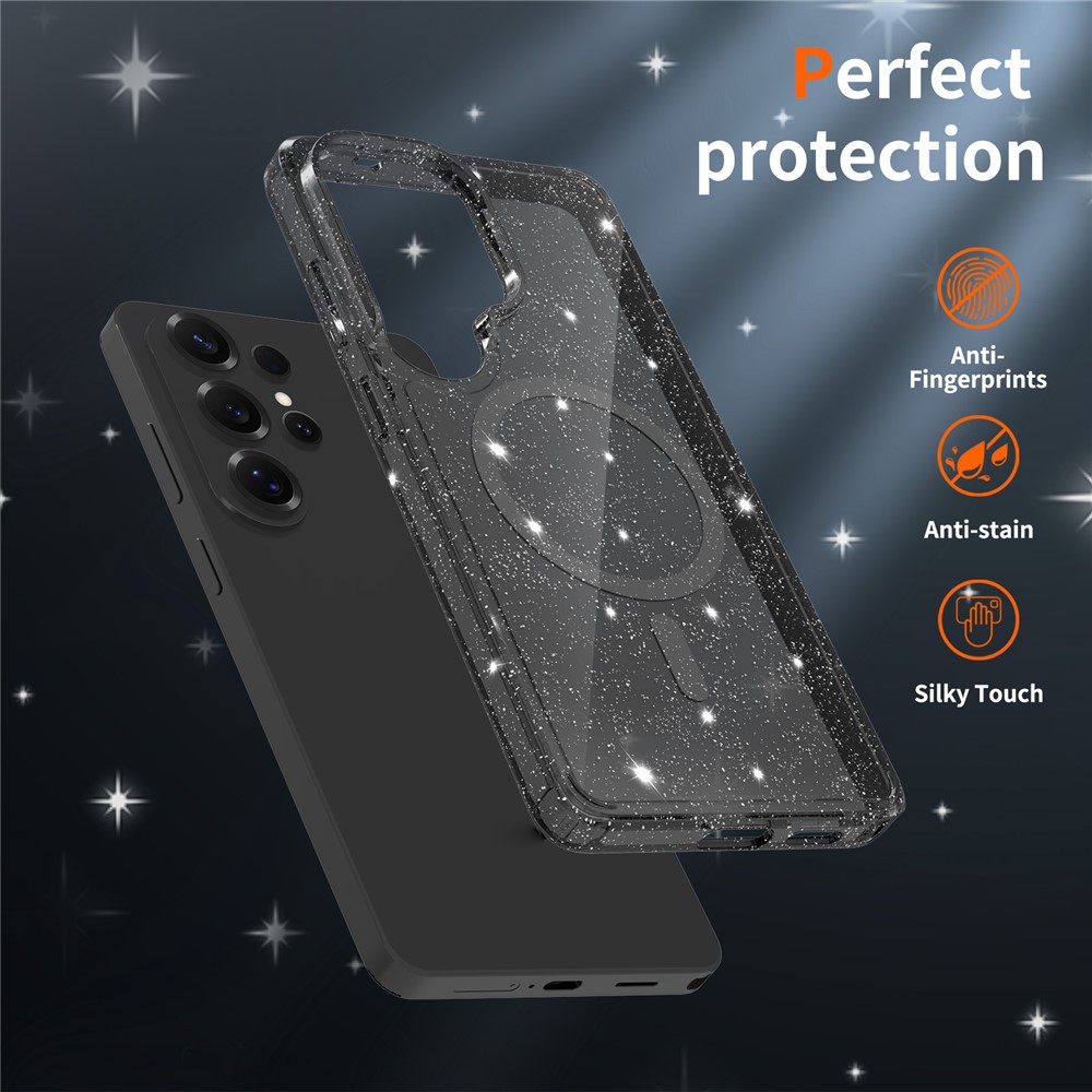  Samsung Galaxy S26 Ultra Skal MagSafe Glitter Svart - Teknikhallen.se