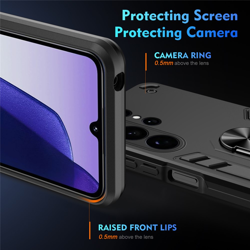  Samsung Galaxy S26 Ultra Skal Ring Hybrid Armor Svart - Teknikhallen.se