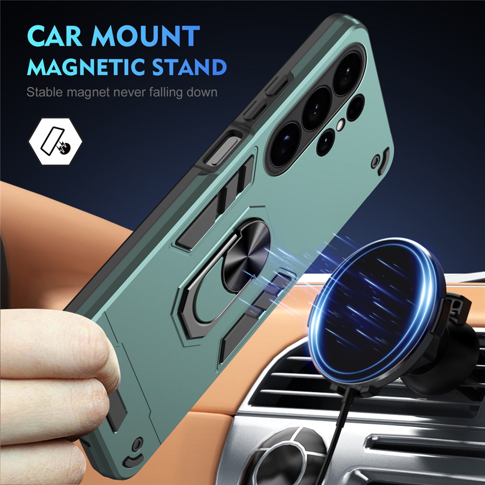  Samsung Galaxy S26 Ultra Skal Ring Hybrid Armor Grön - Teknikhallen.se