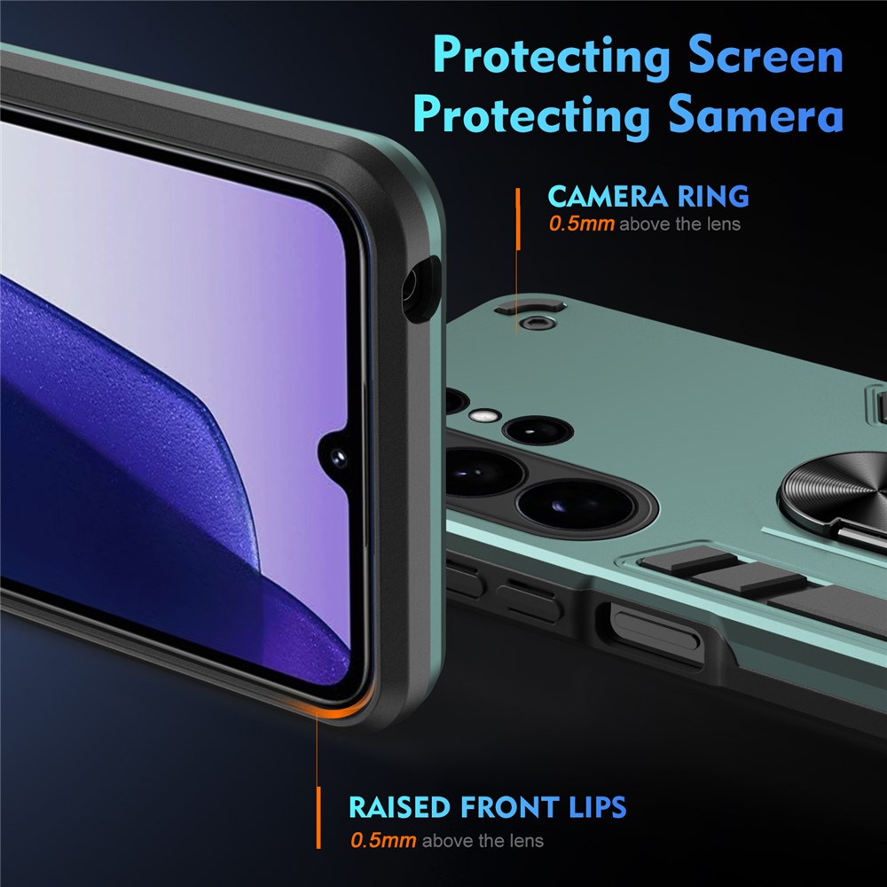  Samsung Galaxy S26 Ultra Skal Ring Hybrid Armor Grön - Teknikhallen.se