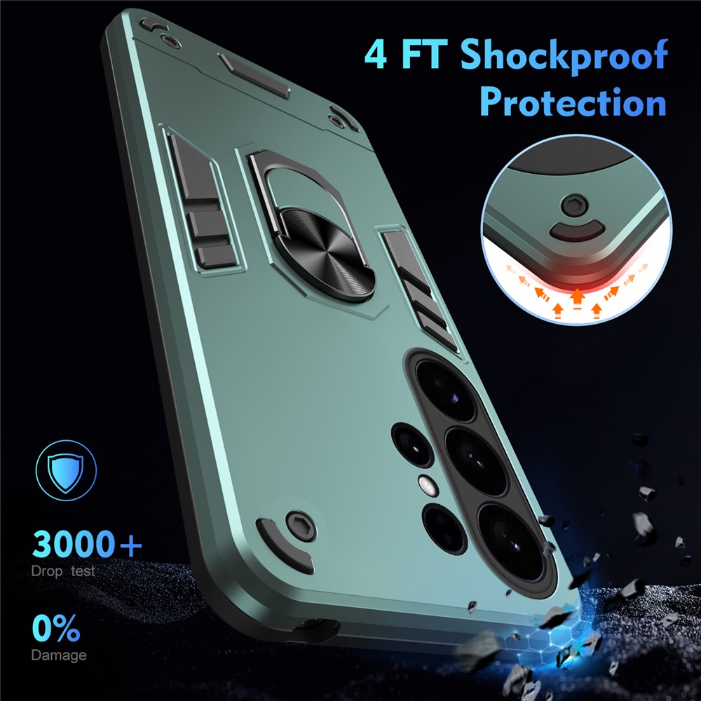  Samsung Galaxy S26 Ultra Skal Ring Hybrid Armor Grön - Teknikhallen.se