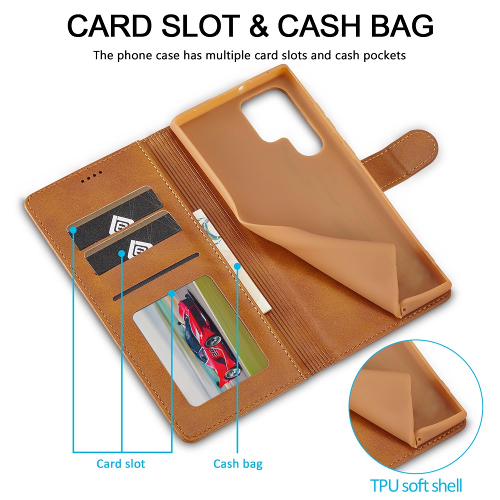 LC.IMEEKE LC.IMEEKE Samsung Galaxy S26 Ultra Fodral Läder Brun - Teknikhallen.se