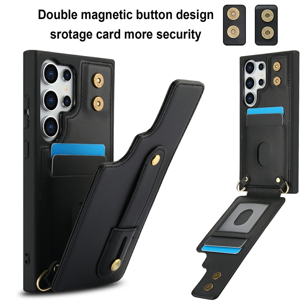  Samsung Galaxy S26 Ultra Skal Multifunktionellt Läder Svart - Teknikhallen.se
