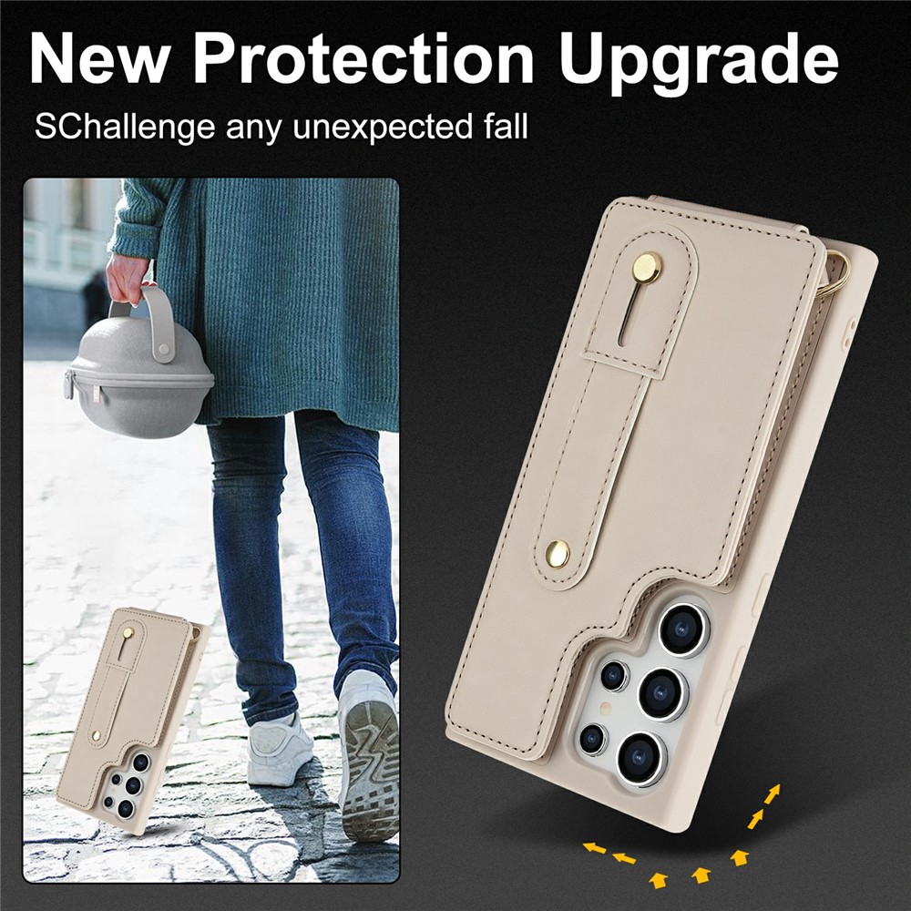  Samsung Galaxy S26 Ultra Skal Multifunktionellt Läder Beige - Teknikhallen.se
