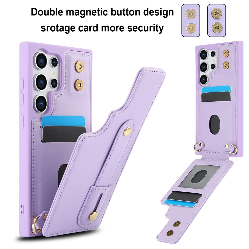  Samsung Galaxy S26 Ultra Skal Multifunktionellt Läder Lila - Teknikhallen.se