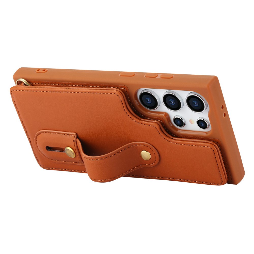  Samsung Galaxy S26 Ultra Skal Multifunktionellt Läder Brun - Teknikhallen.se