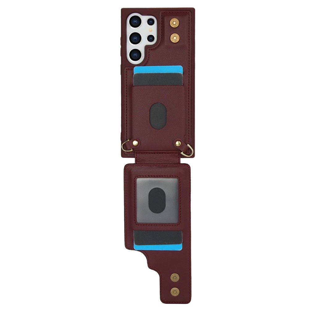  Samsung Galaxy S26 Ultra Skal Multifunktionellt Läder Vinröd - Teknikhallen.se