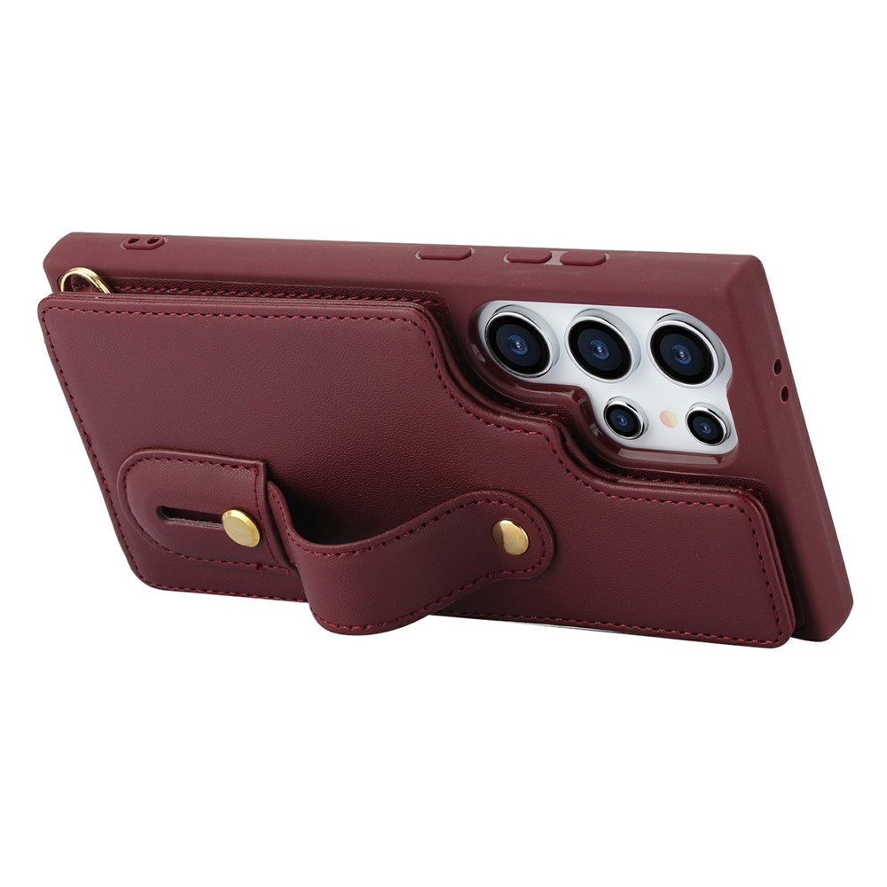  Samsung Galaxy S26 Ultra Skal Multifunktionellt Läder Vinröd - Teknikhallen.se