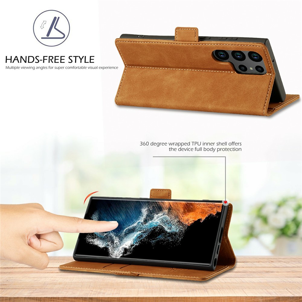 LC.IMEEKE LC.IMEEKE Samsung Galaxy S26 Ultra Fodral Läder Brun - Teknikhallen.se