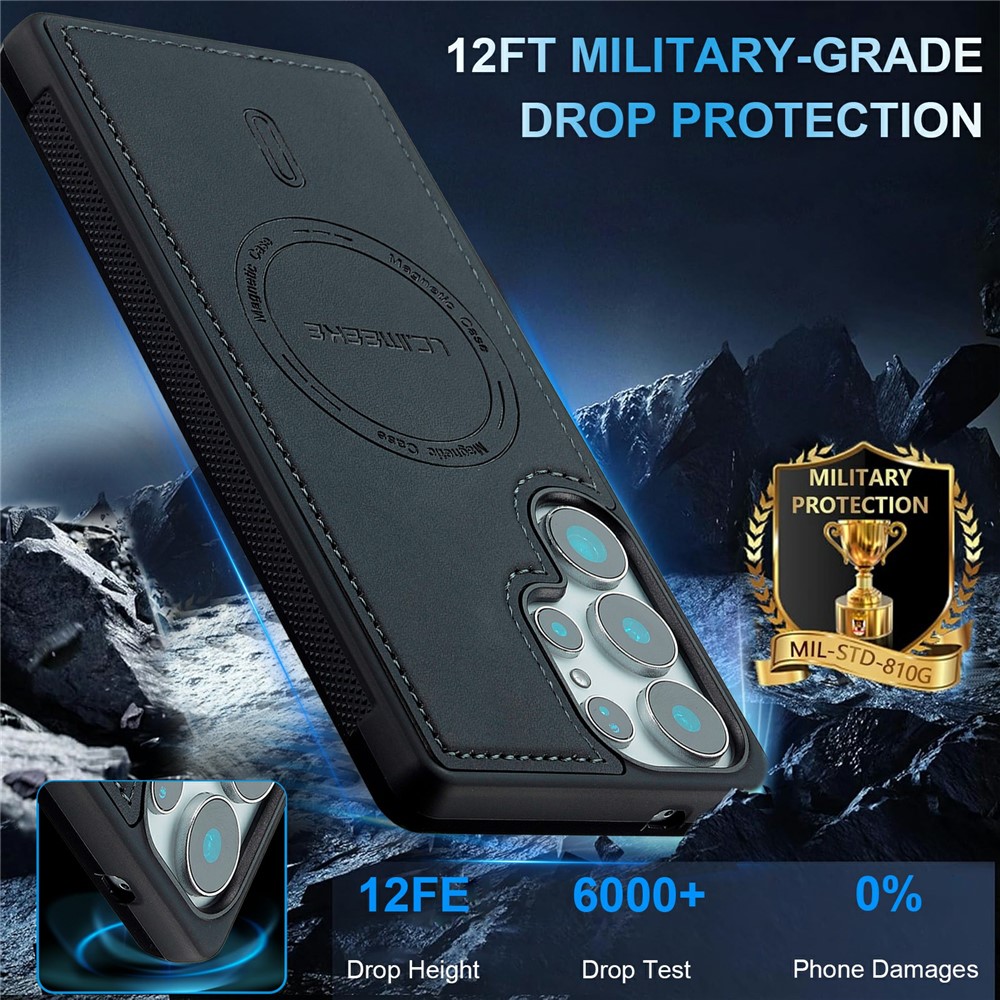 LC.IMEEKE LC.IMEEKE Samsung Galaxy S26 Ultra Skal MagSafe Läder Svart - Teknikhallen.se