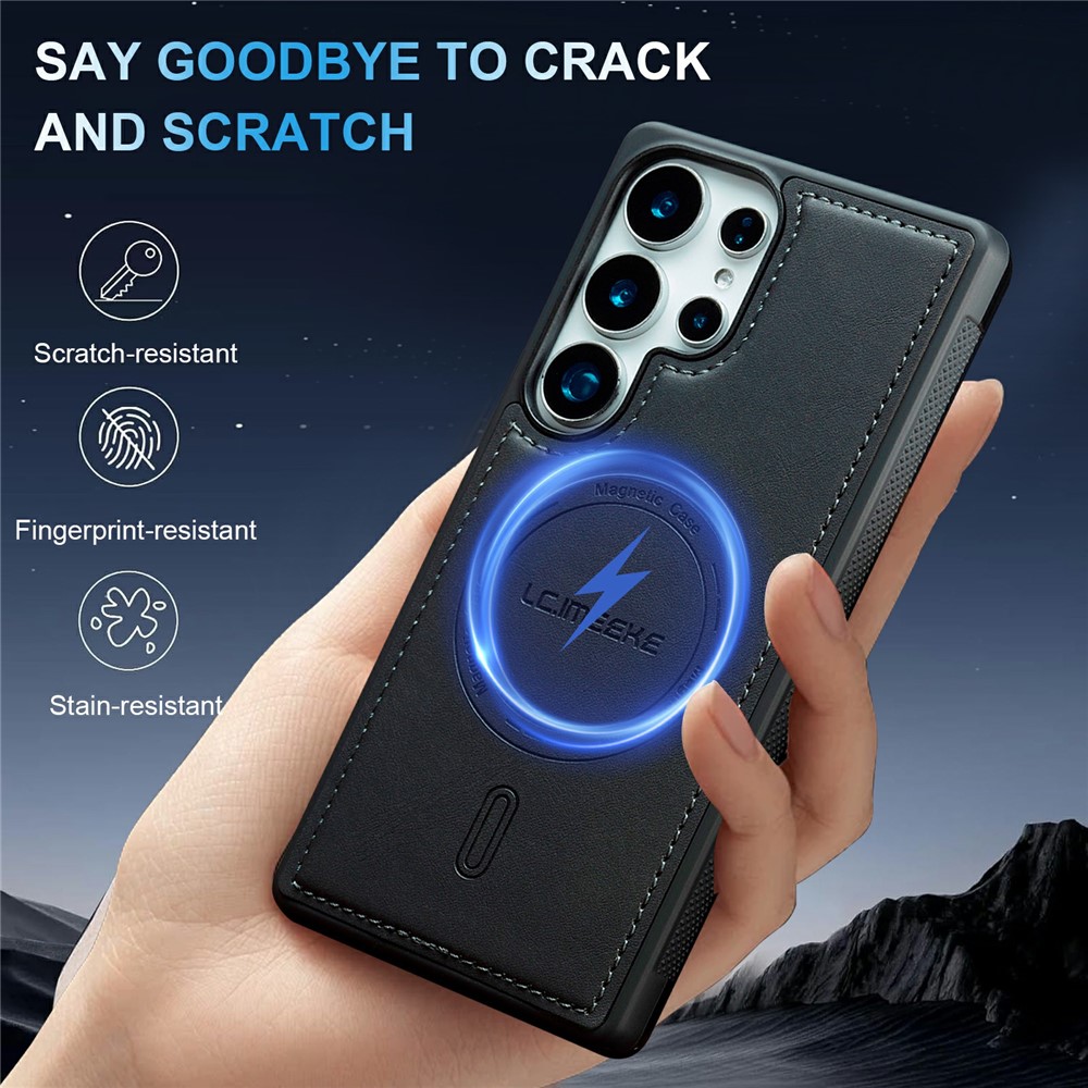 LC.IMEEKE LC.IMEEKE Samsung Galaxy S26 Ultra Skal MagSafe Läder Svart - Teknikhallen.se