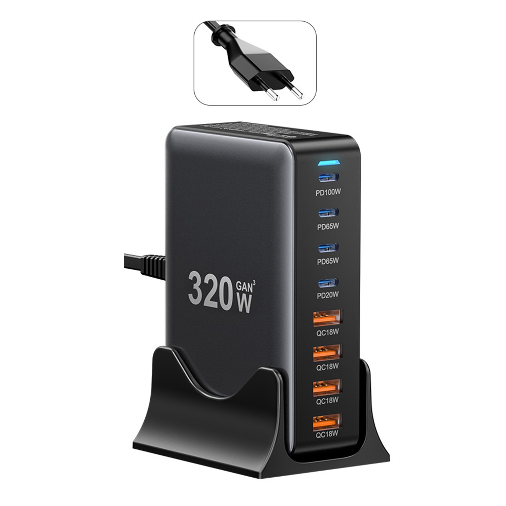 ESSAGER ESSAGER 320W Laddningsstation USB-C / USB-A Svart - Teknikhallen.se