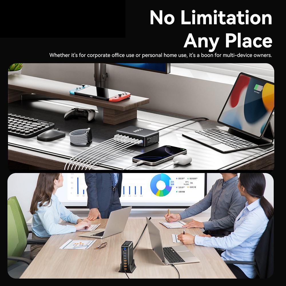 ESSAGER ESSAGER 320W Laddningsstation USB-C / USB-A Svart - Teknikhallen.se