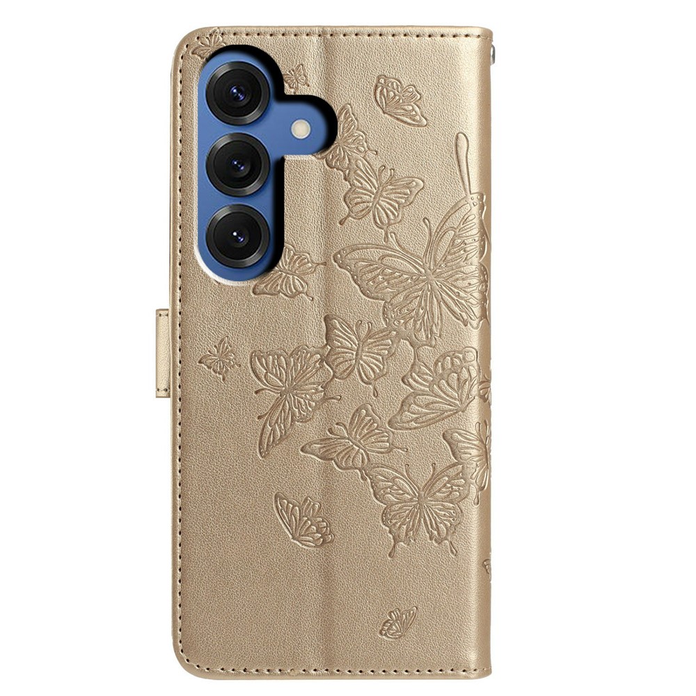  Samsung Galaxy S26 Fodral Fjäril Tryck Guld - Teknikhallen.se